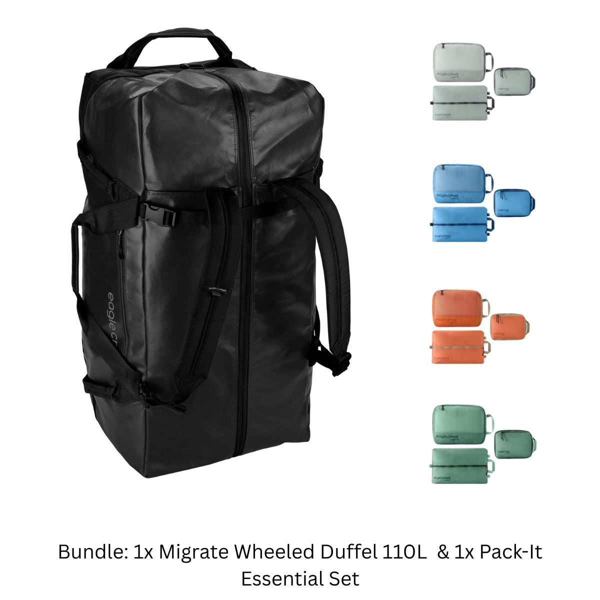 MIGRATE WHEELED DUFFEL BAG 110L + PACK-IT ESSENTIAL SET BUNDLE