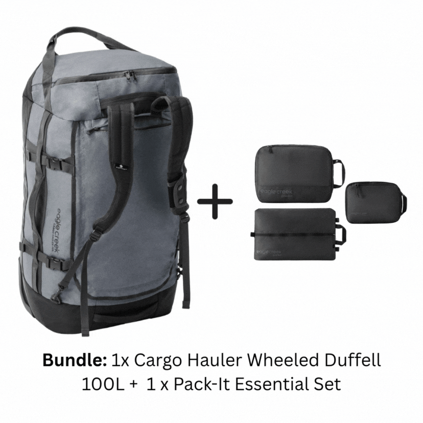 CARGO HAULER WHEELED DUFFEL 110L + PACK-IT ESSENTIAL SET BUNDLE