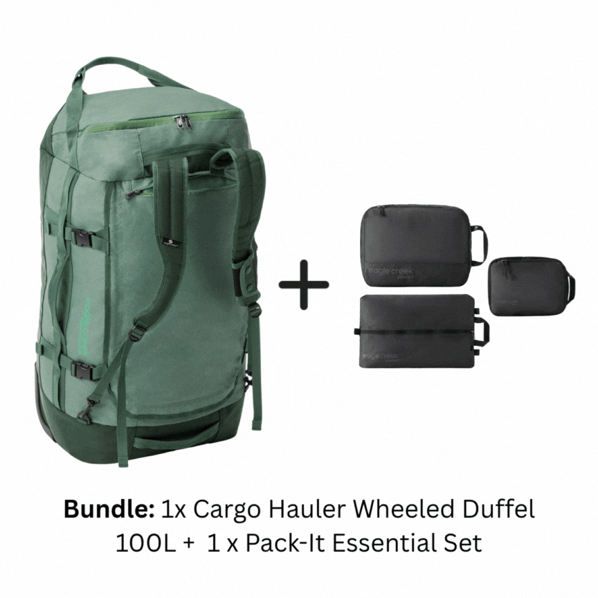 CARGO HAULER WHEELED DUFFEL 110L + PACK-IT ESSENTIAL SET BUNDLE