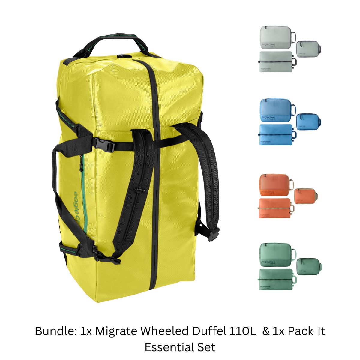 MIGRATE WHEELED DUFFEL BAG 110L + PACK-IT ESSENTIAL SET BUNDLE