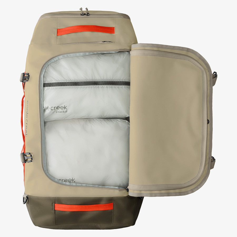 Tan Rolling Duffle Bag Internal Organization