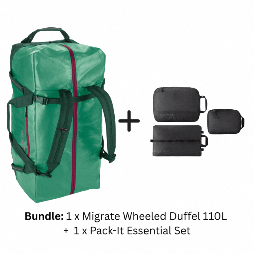 MIGRATE WHEELED DUFFEL BAG 110L + PACK-IT ESSENTIAL SET BUNDLE